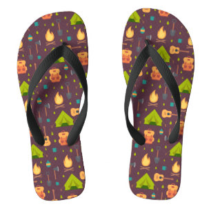 Cool Camping Pattern Outdoorsy Design Flip Flops