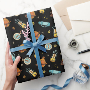 cool camping tiled pattern party wrapping paper