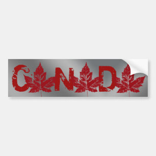 Cool Canada Bumper Sticker Distressed Maple Leaf