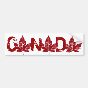 Cool Canada Bumper Sticker Distressed Maple Leaf