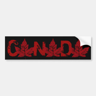 Cool Canada Bumper Sticker Distressed Maple Leaf