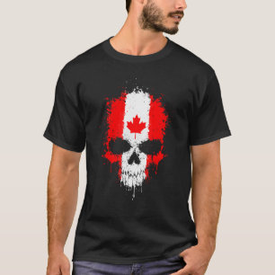 Cool Canada Flag Canadian Skull Womens Mens T-Shirt
