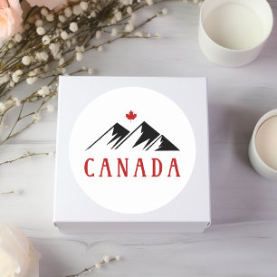 Cool Canada Mountains Canadian Maple Leaf  Classic Round Sticker