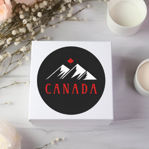 Cool Canada Mountains Canadian Maple Leaf Dark Classic Round Sticker