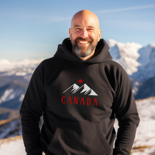 Cool Canada Mountains Canadian Maple Leaf Dark Hoodie