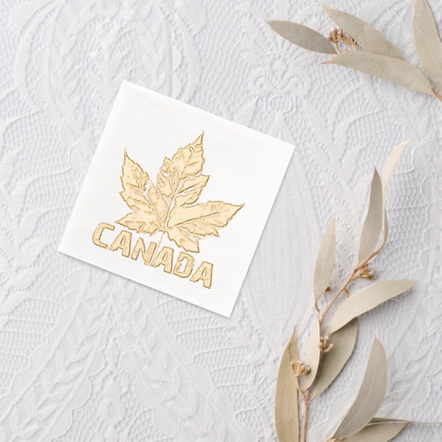 Cool Canada Tableware Retro Maple Leaf Souvenir  Foil Napkins (Insitu (wedding 2))