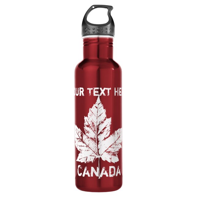 Cool Canada Water Bottle Retro Maple Leaf Souvenir (Front)