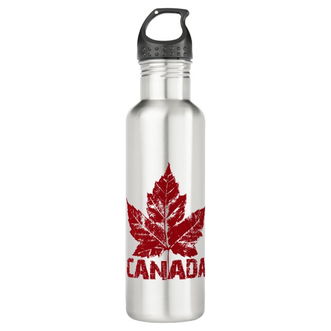 Cool Canada Water Bottle Retro Maple Leaf Souvenir (Front)