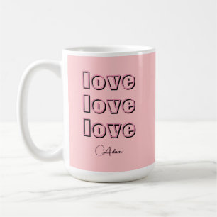 Cool Candy Pink Clean 3 x Love   Pastel Rose Coffee Mug