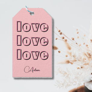 Cool Candy Pink Clean 3 x Love   Pastel Rose Gift Tags