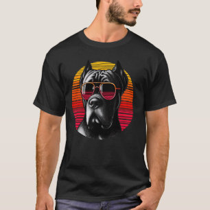 Cool Cane Corso Dog Vintage Retro Sunset Sunglasse T-Shirt