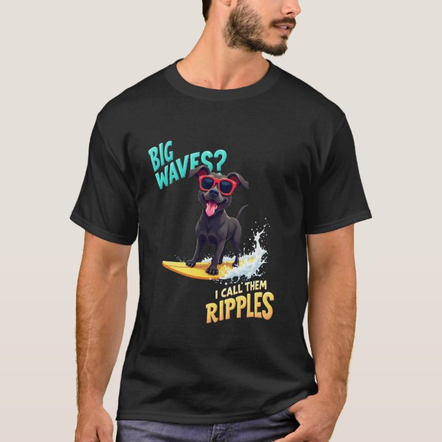 Cool Cane Corso Surfing Dog T-Shirt (Front)