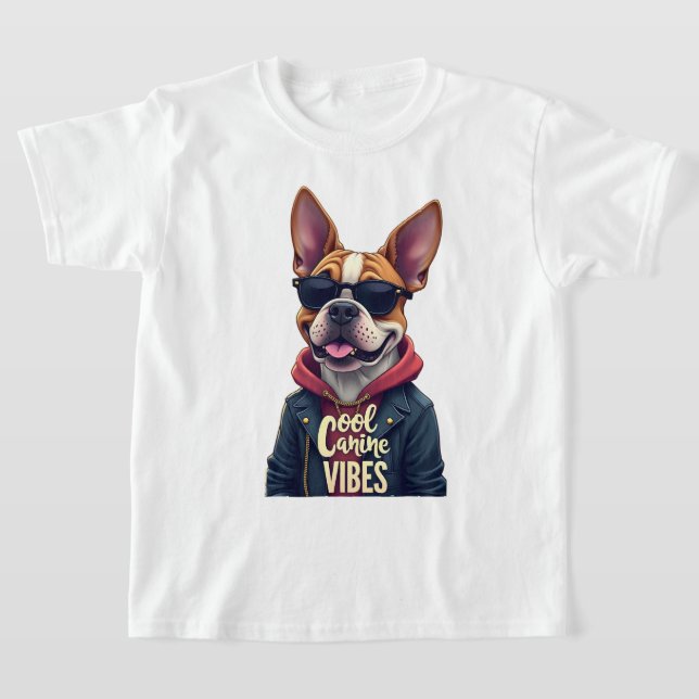 Cool Canine Vibes - Playful Pup Adventure T-Shirt (Laydown)