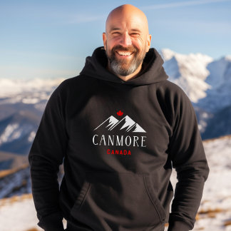 Cool Canmore Canada Mountains Maple Leaf Dark Hoodie