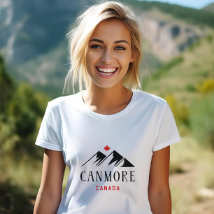 Cool Canmore Canada Mountains Maple Leaf T-Shirt