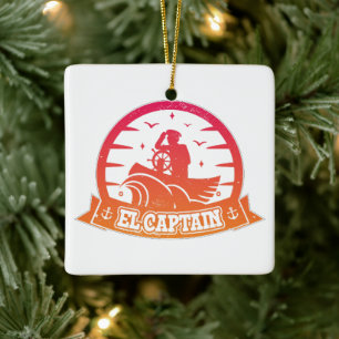 Cool Captain Anchor Boat And Sailing Retro Ceramic Ornament