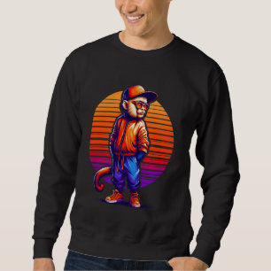 Cool Capuchin Monkey Modern Urban Style Sunset Ret Sweatshirt