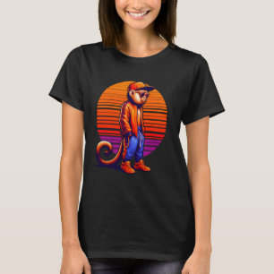 Cool Capuchin Monkey Modern Urban Style Sunset Ret T-Shirt