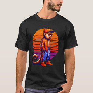 Cool Capuchin Monkey Modern Urban Style Sunset Ret T-Shirt