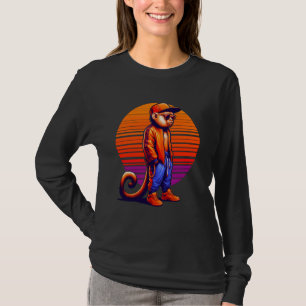 Cool Capuchin Monkey Modern Urban Style Sunset Ret T-Shirt