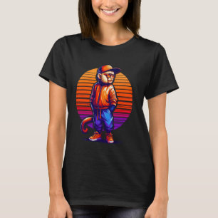 Cool Capuchin Monkey Modern Urban Style Sunset Ret T-Shirt