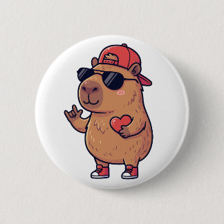 Cool Capybara ASL I Love You Sign Valentine 6 Cm Round Badge