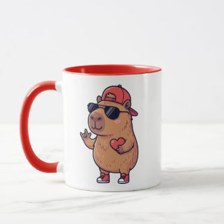 Cool Capybara ASL I Love You Sign Valentine Mug
