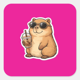 Cool Capybara Coffee Sticker Cute Funny Animal C