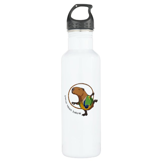 Cool Capybara Gymnast Hoop Personalised Cartoon 710 Ml Water Bottle (Front)