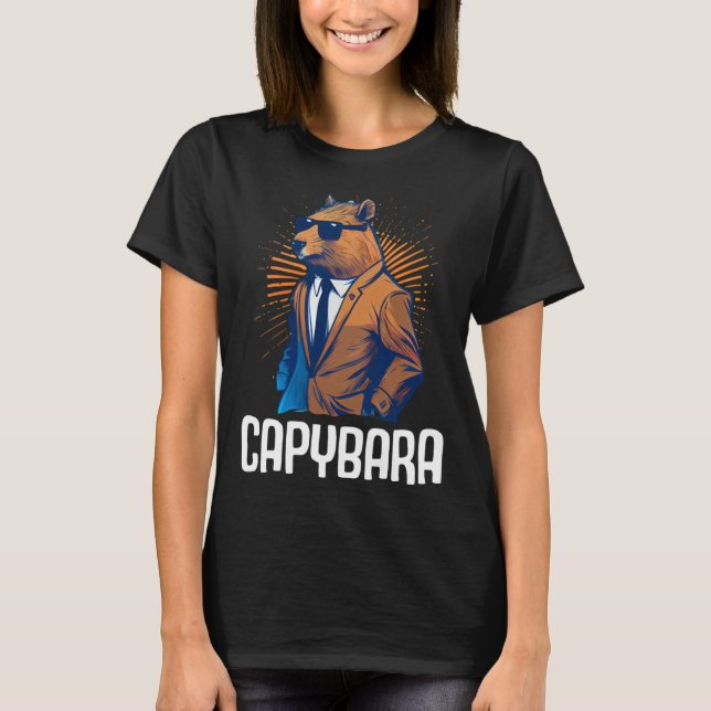 Cool Capybara Sunglasses Water Pig South America C T-Shirt (Front)