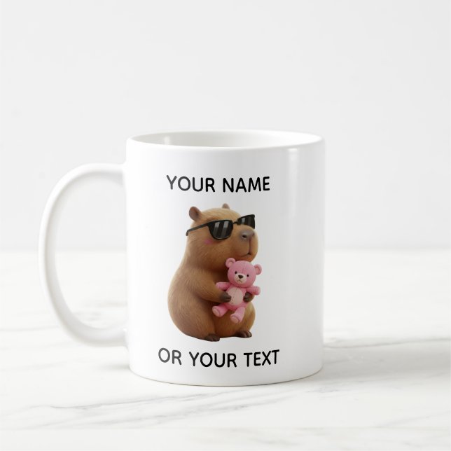 Cool Capybara Teddy Bear Personalised Mug (Left)