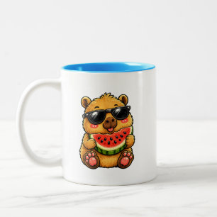 Cool Capybara Watermelon Summer Two-Tone Coffee Mug