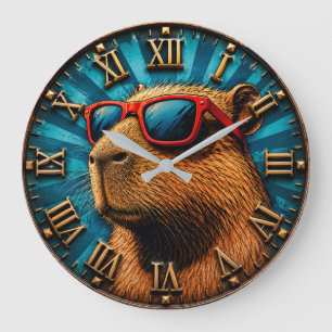 Cool Capybara with Sunglasses Large Clock