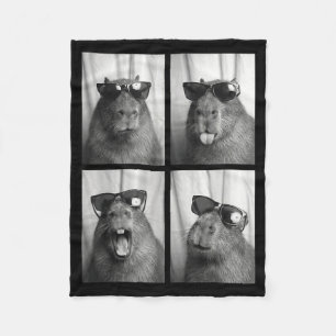 Cool Capybara With Sungles Photobooth Funny Rodent Fleece Blanket