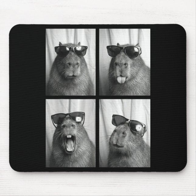 Cool Capybara With Sungles Photobooth Funny Rodent Mouse Mat (Front)