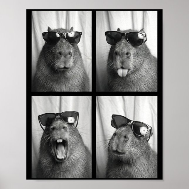 Cool Capybara With Sungles Photobooth Funny Rodent Poster (Front)