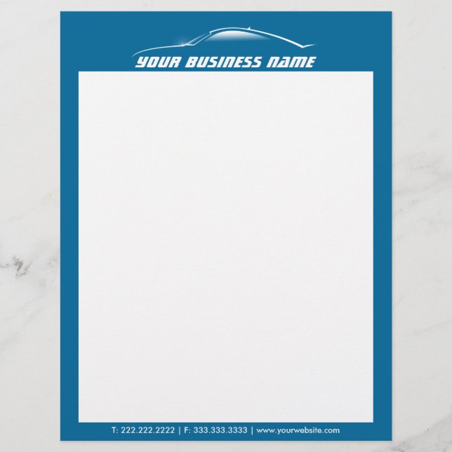Cool Car Outline Automotive Business Letterhead (Front)