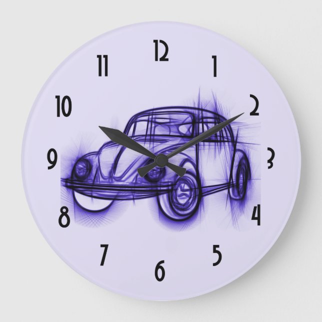 Cool Car Sketch in Purple Large Clock (Front)