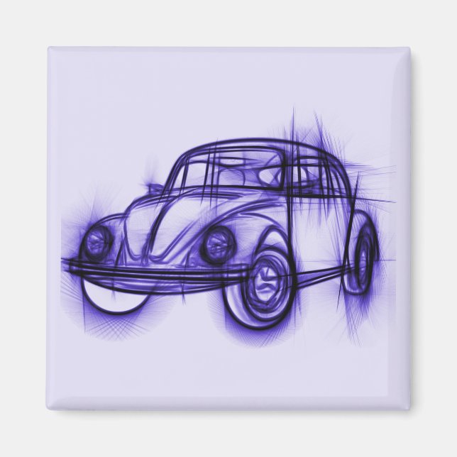Cool Car Sketch in Purple Magnet (Front)