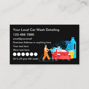 Cool Car Wash Auto Detailing Rewards Business Card