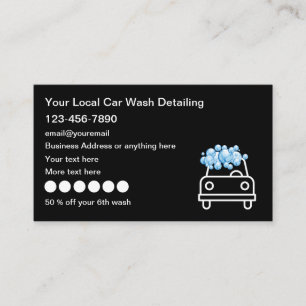 Cool Car Wash Loyalty Rewards Auto Detailing Business Card