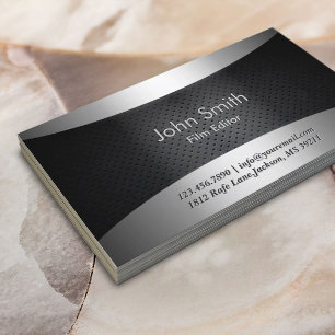 Cool Carbon Black Film Editor Business Card
