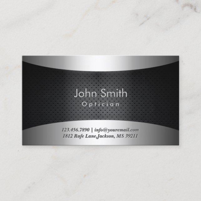 Cool Carbon Black Optician Business Card (Front)