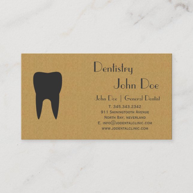 Cool cardboard dental logo business card (Front)