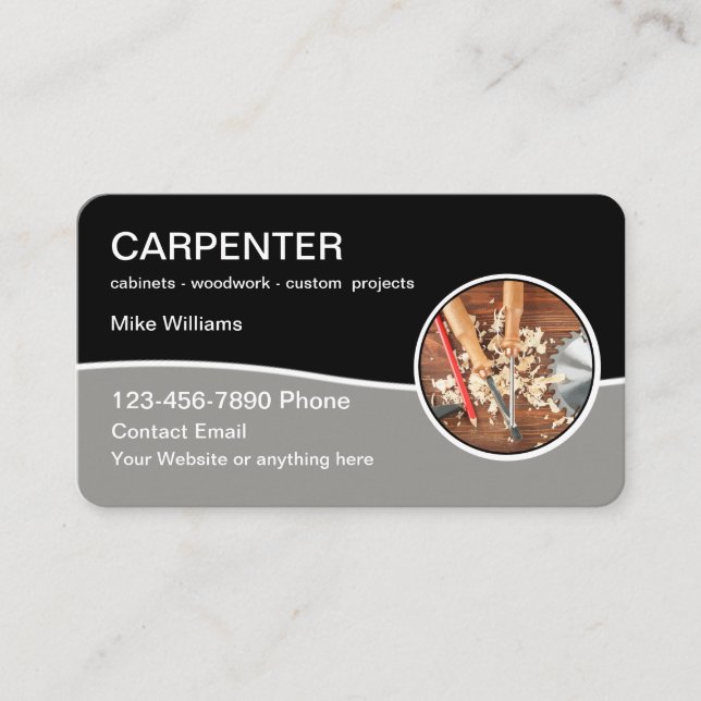 Cool Carpenter Theme Business Cards (Front)