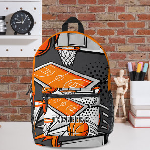 Cool Cartoon Basketball Items Pattern Monogram  Printed Backpack