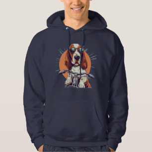 Cool cartoon basset hound biker T-Shirt Hoodie