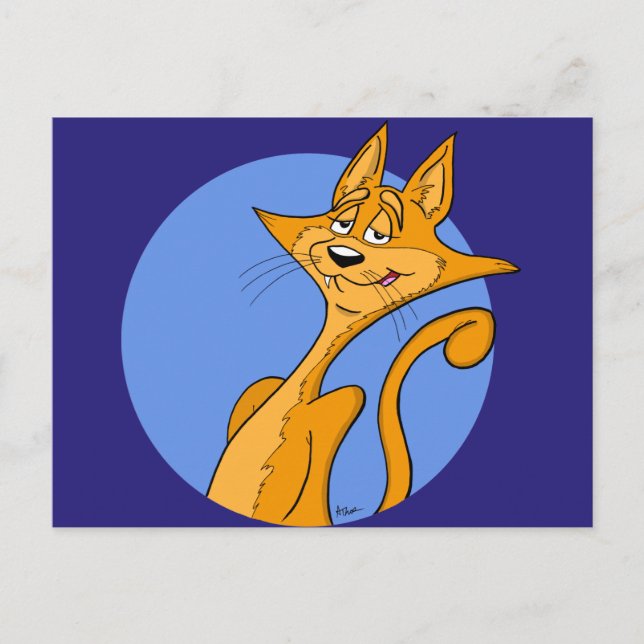 Cool Cartoon Cat Postcard (Front)