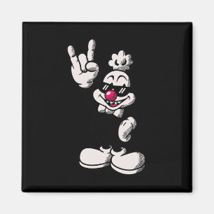 Cool Cartoon Chicken Retro Rooster Rock Hand Sign Magnet