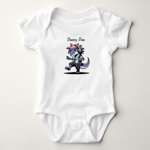 Cool Cartoon Dinosaur Dancing Customizable Body Baby Bodysuit